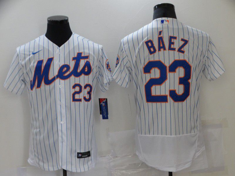 Men New York Mets #23 Baez White Elite 2024 Nike MLB Jersey style 1